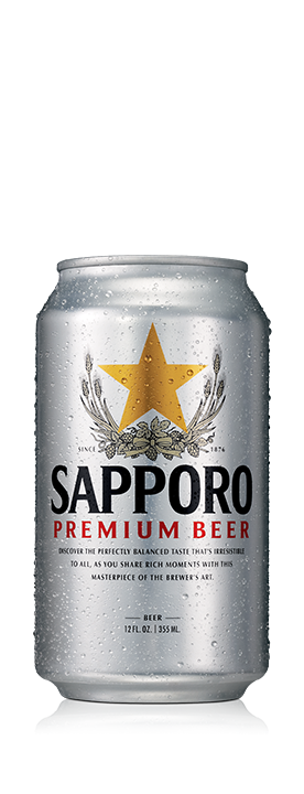 Sapporo premium beer is available in 12oz cans