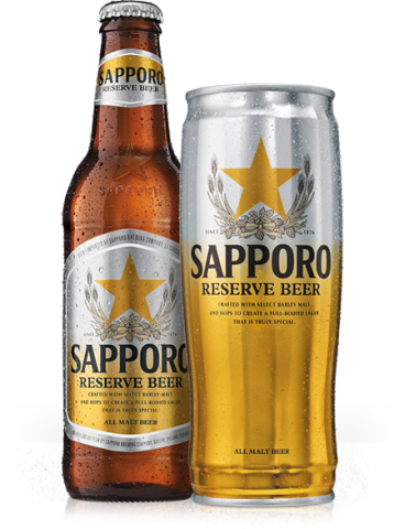 Sapporo Reserve Beer. A full-bodied all-malt beer with intense complexity