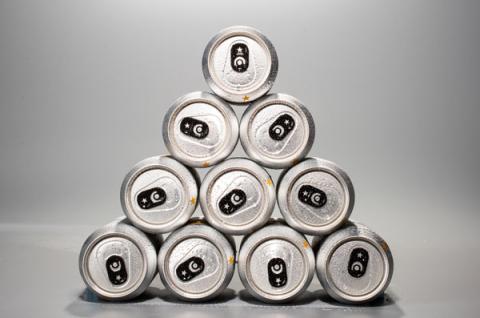 Sapporo premium beer pyramid of cans